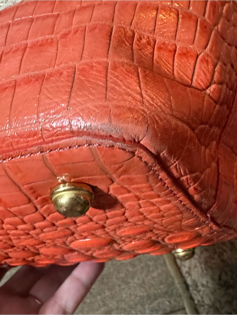 Brahmin orange leather and raffia tote entry - Picture 8 of 15